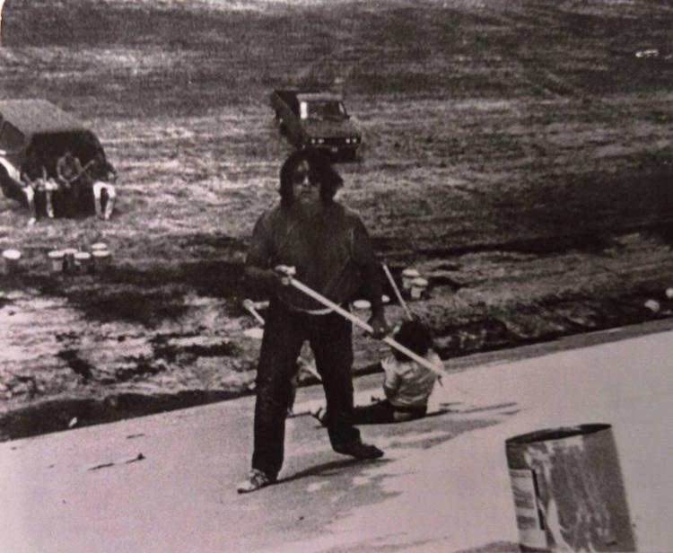 Students painting the bicentennial Mural 1976